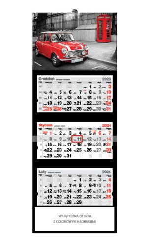Kalendarz trójdzielny - T65 Black & Red