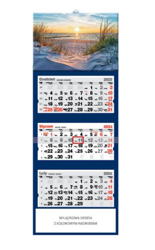 Kalendarz trójdzielny - T43 Zachód słońca nad Bałtykiem