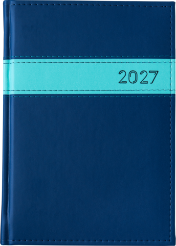 A5 dzienne 360 str. oprawy łączone - Pasek poziomy - Granat B041 + Turkus G396