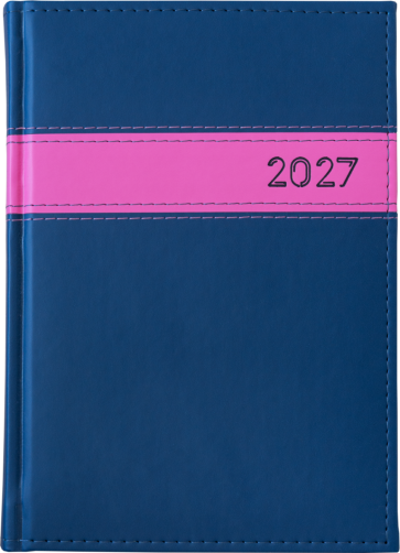 A5 dzienne 360 str. oprawy łączone - Pasek poziomy - Granat B041 + Róż G391