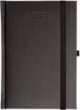 A5 dzienne 360 str. oprawy zamykane - Porcellana z gumką - Czarny/Nero