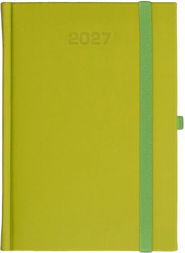 A5 dzienne 360 str. oprawy zamykane - Porcellana z gumką - Oliwka G395