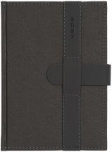 A5 dzienne 360 str. oprawy zamykane - Zamykanie NA PASEK - Grafit E392 + Grafit B044