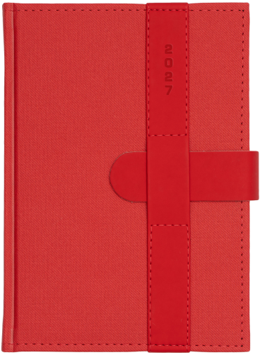 A5 dzienne 360 str. oprawy zamykane - Zamykanie NA PASEK - Czerwień E385 + Czerwień G389