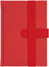A5 dzienne 360 str. oprawy zamykane - Zamykanie NA PASEK - Czerwień E385 + Czerwień G389