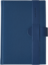 A5 dzienne 360 str. oprawy zamykane - Zamykanie NA PASEK - Granat E389 + Granat B041